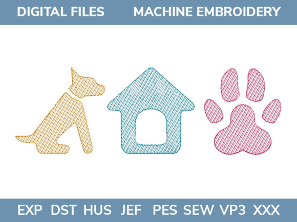 Dog Set Embroidery Design