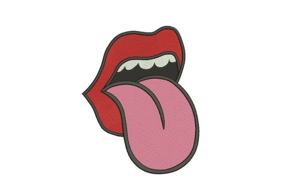 Mouth with Tongue Embroidery
