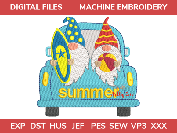 Summer Gnomes Embroidery Design